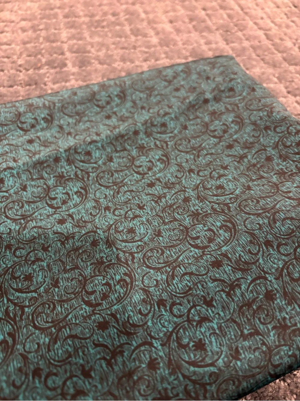Teal and Black Damask dressy elegant shiny smooth fabric